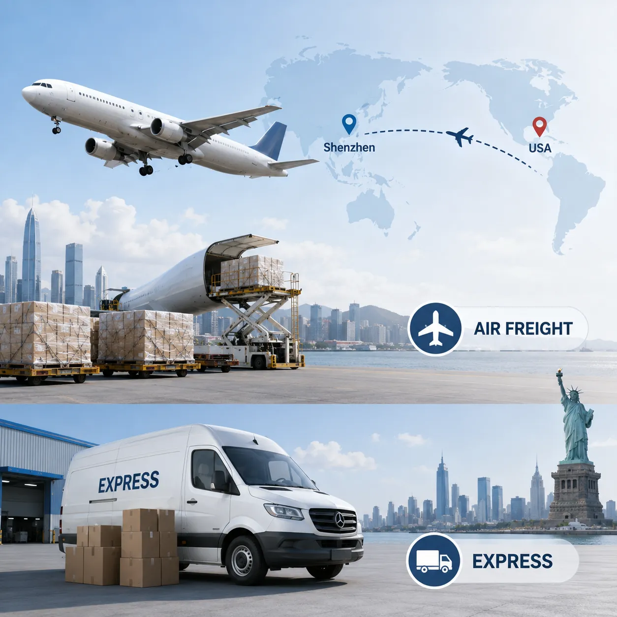 shenzhen to usa express and air